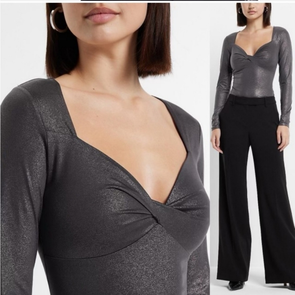 Express Body Contour Glitter Bodysuit Size Medium